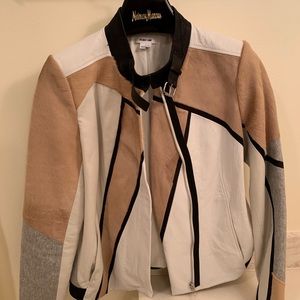 HELMUT LANG FUR LEATHER AND CLOTH JACKET SIZE S